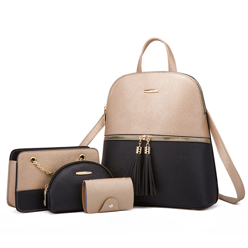 Wholesale PU Backpack, Single Shoulder Diagonal Cross Mother Bag, Four Piece Backpack Set